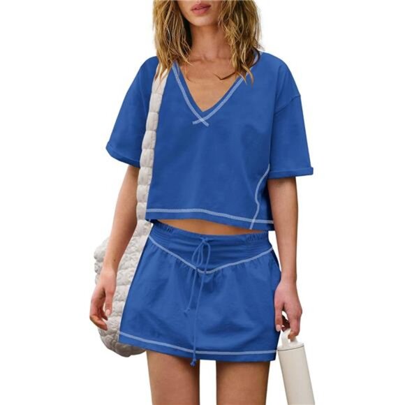Women's Skort Set 2 Piece Outfit Two Piece Matching Set - Picture 1 of 5
